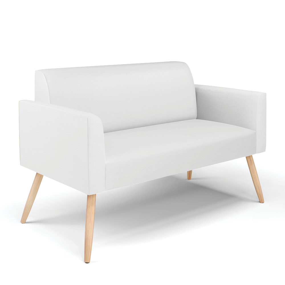 Sofá Namoradeira com 2 Poltronas Pés Palito Natural Marisa Corino Branco D03 - D'Rossi