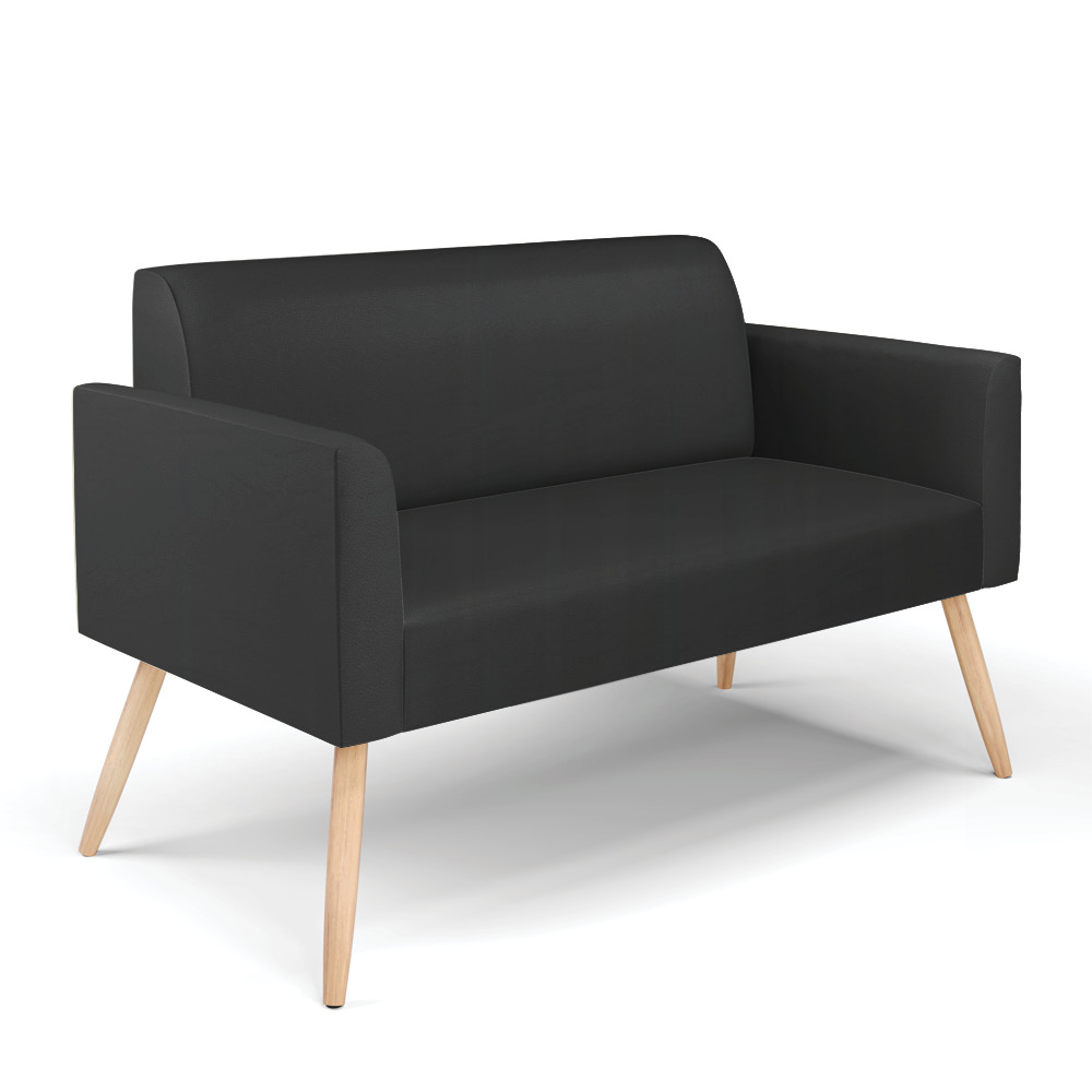 Sofá Namoradeira com 2 Poltronas Pés Palito Natural Marisa Corino Preto D03 - D'Rossi
