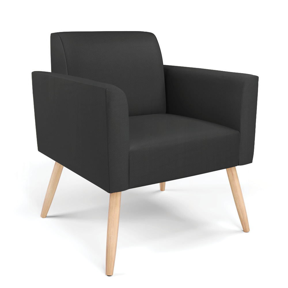 Sofá Namoradeira com 2 Poltronas Pés Palito Natural Marisa Corino Preto D03 - D'Rossi