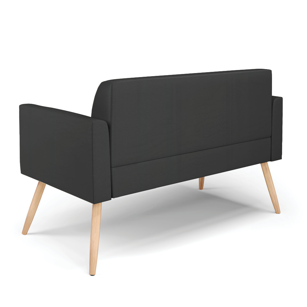 Sofá Namoradeira com 2 Poltronas Pés Palito Natural Marisa Corino Preto D03 - D'Rossi