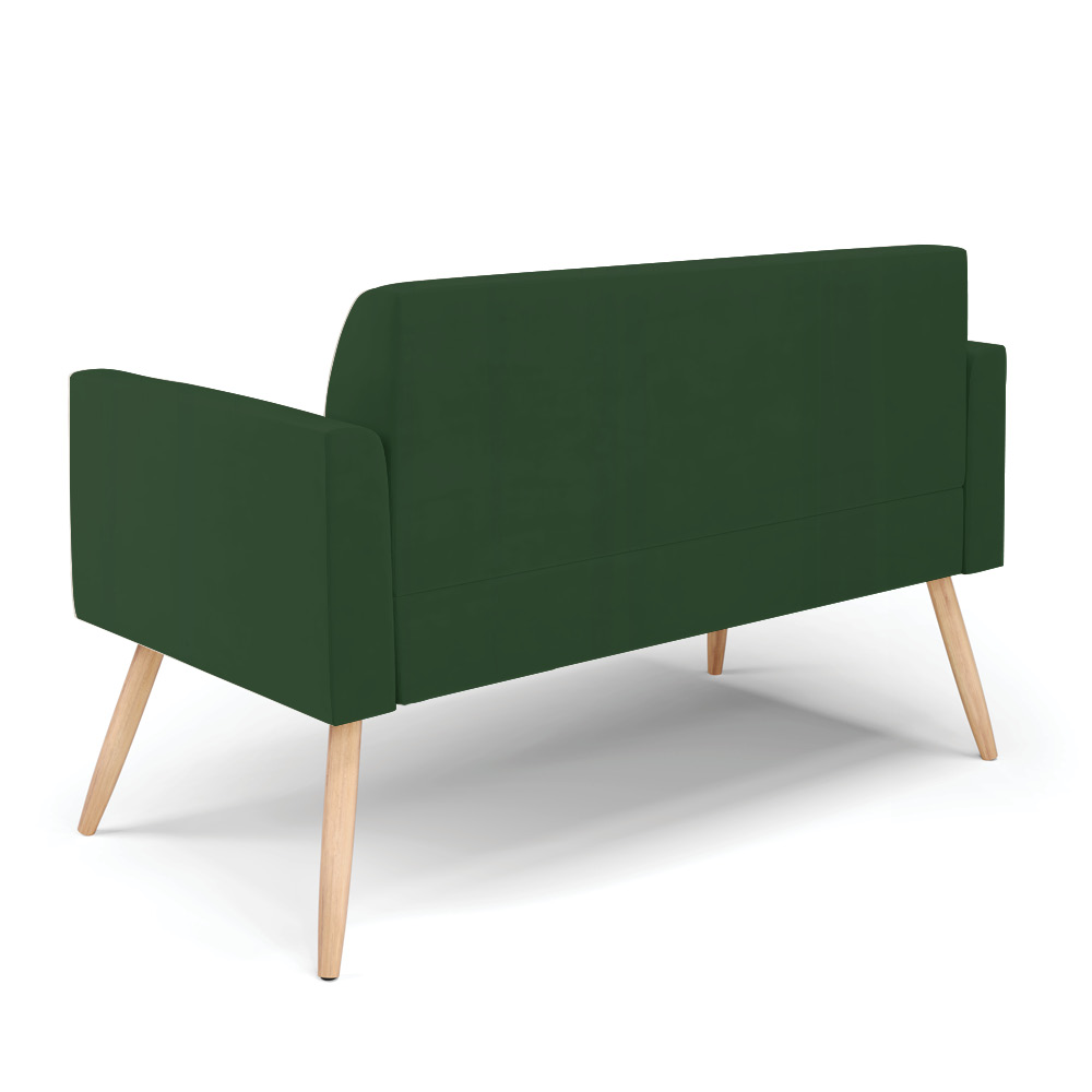 Sofá Namoradeira com 2 Poltronas Pés Palito Natural Marisa Veludo Verde D03 - D'Rossi