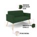 Sofá Namoradeira com 2 Poltronas Pés Palito Natural Marisa Veludo Verde D03 - D'Rossi