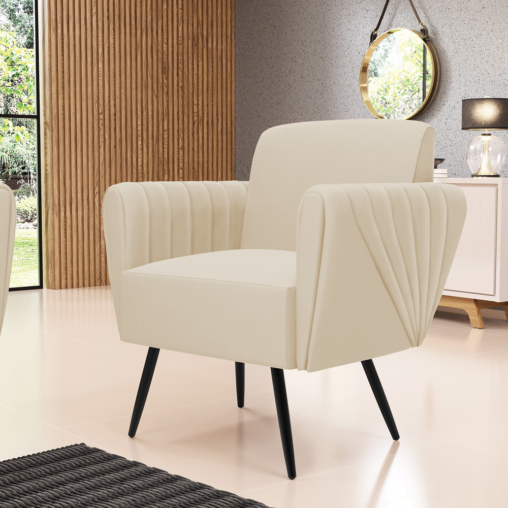 Sofá Namoradeira com 2 Poltronas Pés Palito de Ferro Bruna Suede - D'Rossi