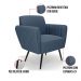 Sofá Namoradeira com 2 Poltronas Pés Palito de Ferro Bruna Suede Azul Marinho - D'Rossi