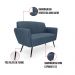 Sofá Namoradeira com 2 Poltronas Pés Palito de Ferro Bruna Suede Azul Marinho - D'Rossi