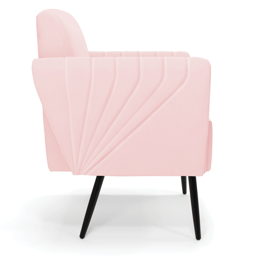 Sofá Namoradeira com 2 Poltronas Pés Palito de Ferro Bruna Suede Rosa Bebê - D'Rossi