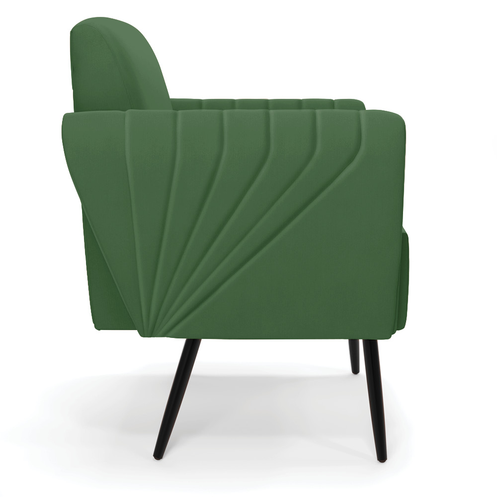 Sofá Namoradeira com 2 Poltronas Pés Palito de Ferro Bruna Suede Verde - D'Rossi