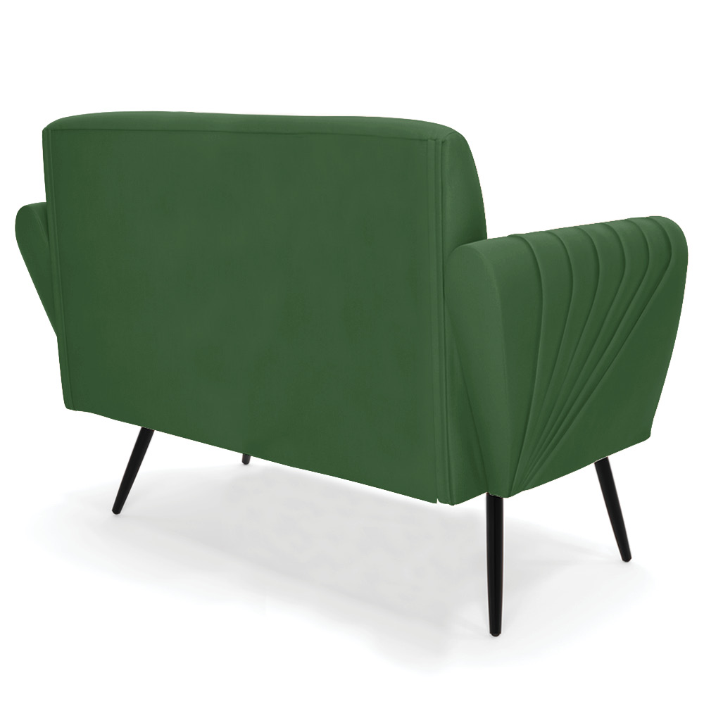 Sofá Namoradeira com 2 Poltronas Pés Palito de Ferro Bruna Suede Verde - D'Rossi