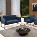 Sofá Namoradeira com Poltrona Base Industrial Alta Preto Marisa Suede Azul Marinho D03 - D?Rossi