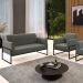 Sofá Namoradeira com Poltrona Base Industrial Alta Preto Marisa Suede Grafite D03 - D?Rossi