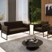 Sofá Namoradeira com Poltrona Base Industrial Alta Preto Marisa Suede Marrom D03 - D?Rossi