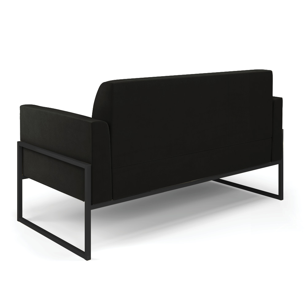 Sofá Namoradeira com Poltrona Base Industrial Alta Preto Marisa Suede Preto D03 - D?Rossi