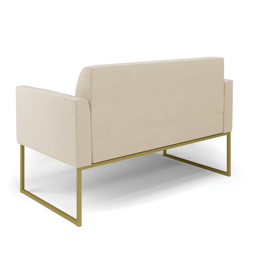 Sofá Namoradeira com Poltrona Base Industrial Dourado Marisa Suede D03 - D'Rossi