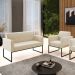 Sofá Namoradeira com Poltrona Base Industrial Preto Marisa Suede D03 - D'Rossi