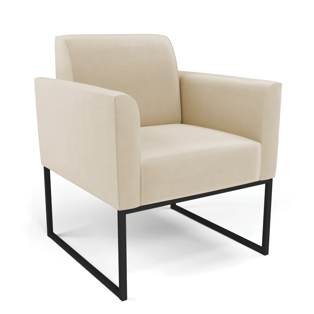 Sofá Namoradeira com Poltrona Base Industrial Preto Marisa Suede D03 - D'Rossi