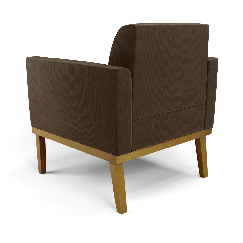 Sofá Namoradeira com Poltrona Base de Madeira Fixa Castanho Marisa Suede Marrom D03 - D'Rossi