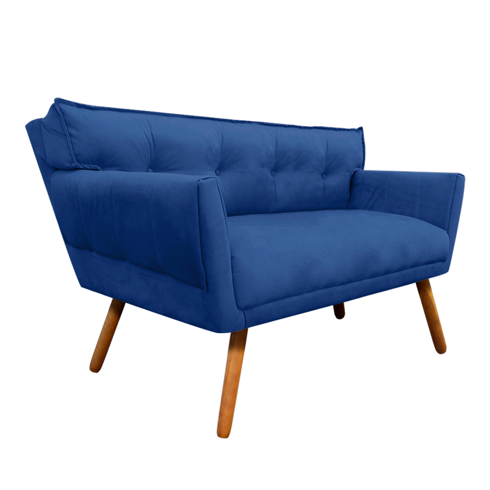 Sofá Retrô Namoradeira Anitta Suede Azul Royal - D'Rossi
