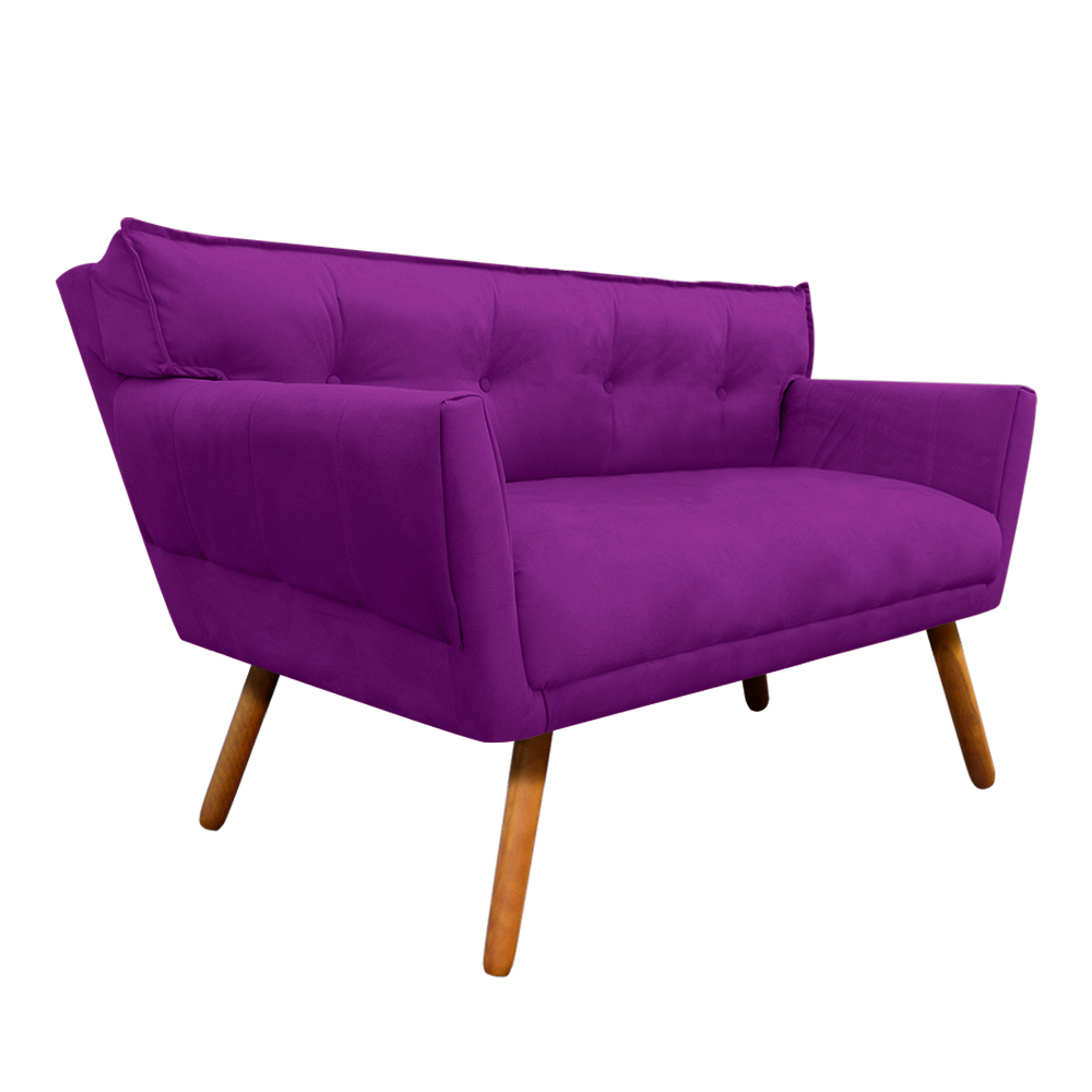 Sofá Retrô Namoradeira Anitta Suede Roxo - D'Rossi