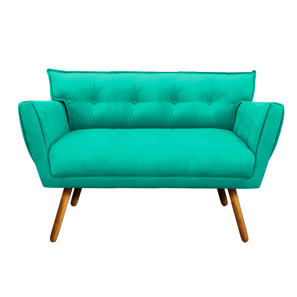 Sofá Retrô Namoradeira Anitta Suede Verde Turquesa - D'Rossi