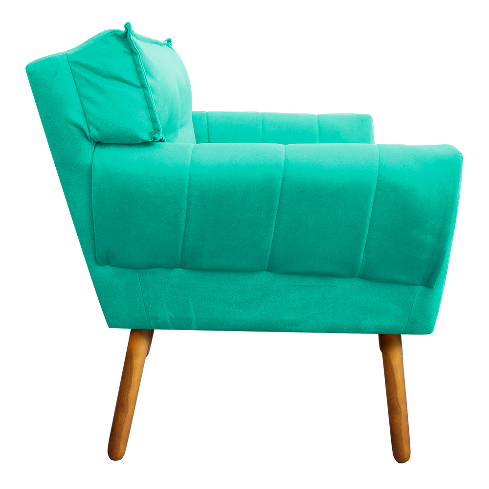 Sofá Retrô Namoradeira Anitta Suede Verde Turquesa - D'Rossi