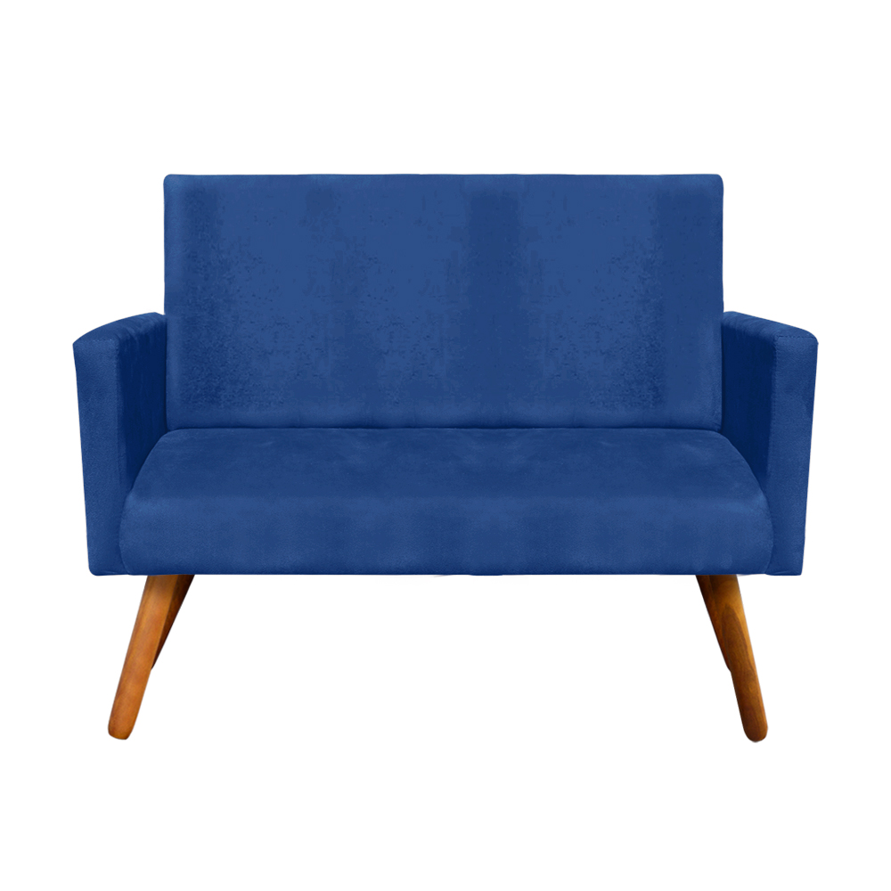 Sofá Retrô Namoradeira Nina 2 Lugares Suede Azul Royal - D'Rossi