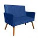Sofá Retrô Namoradeira Nina 2 Lugares Suede Azul Royal - D'Rossi