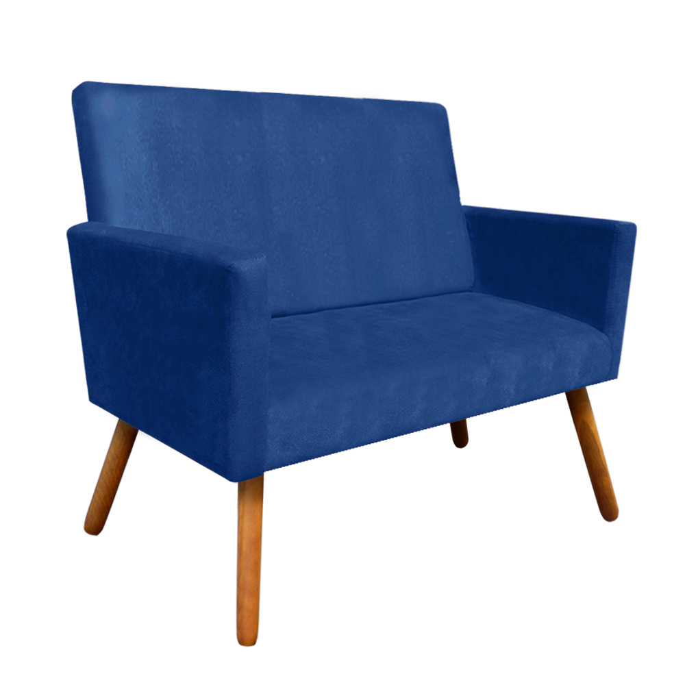Sofá Retrô Namoradeira Nina 2 Lugares Suede Azul Royal - D'Rossi