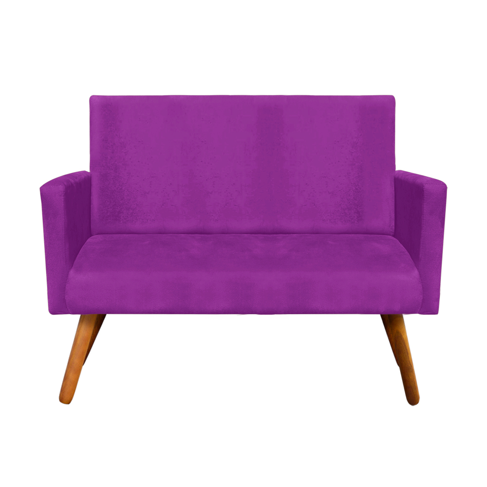 Sofá Retrô Namoradeira Nina 2 Lugares Suede Roxo - D'Rossi