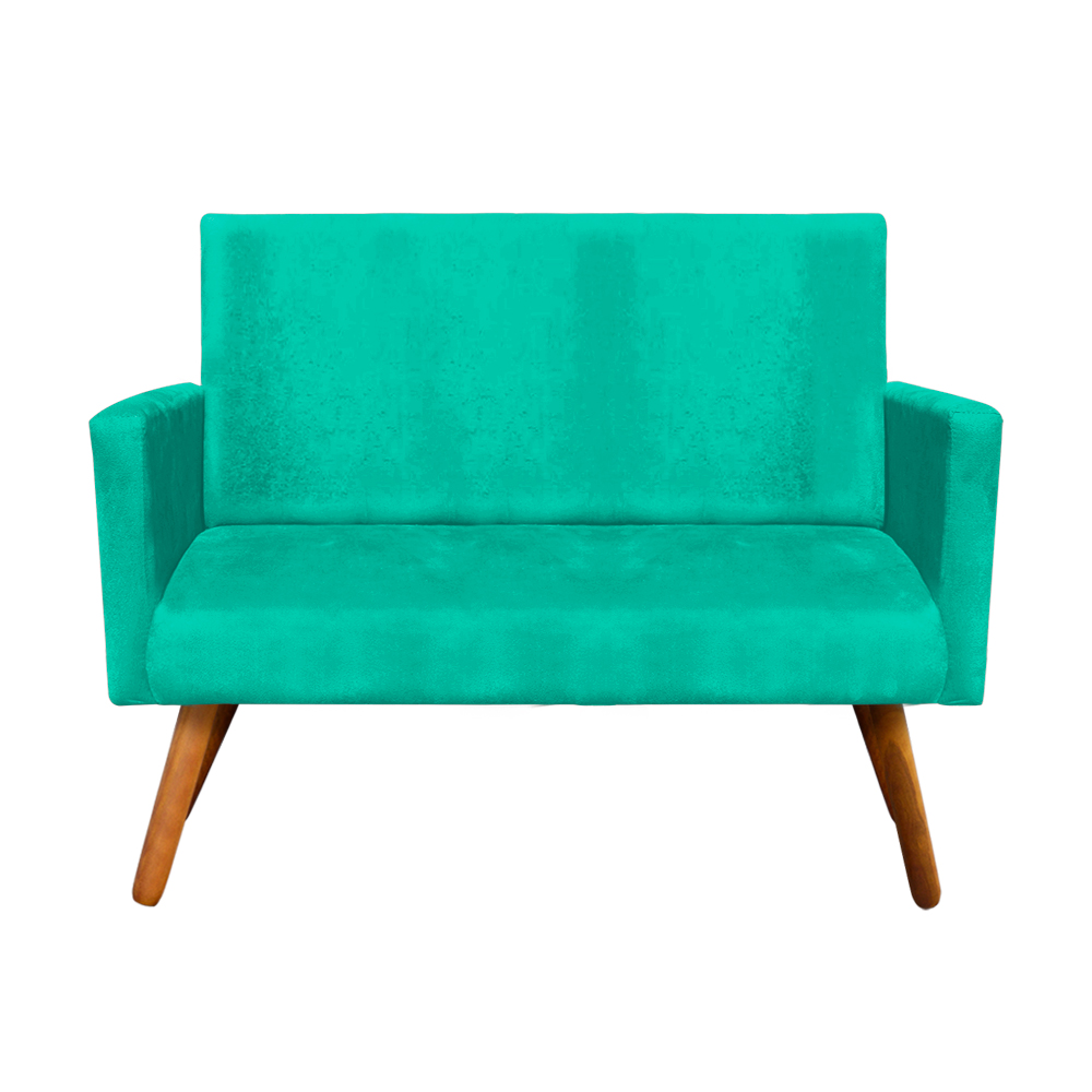 Sofá Retrô Namoradeira Nina 2 Lugares Suede Verde Turquesa - D'Rossi