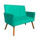 Sofá Retrô Namoradeira Nina 2 Lugares Suede Verde Turquesa - D'Rossi