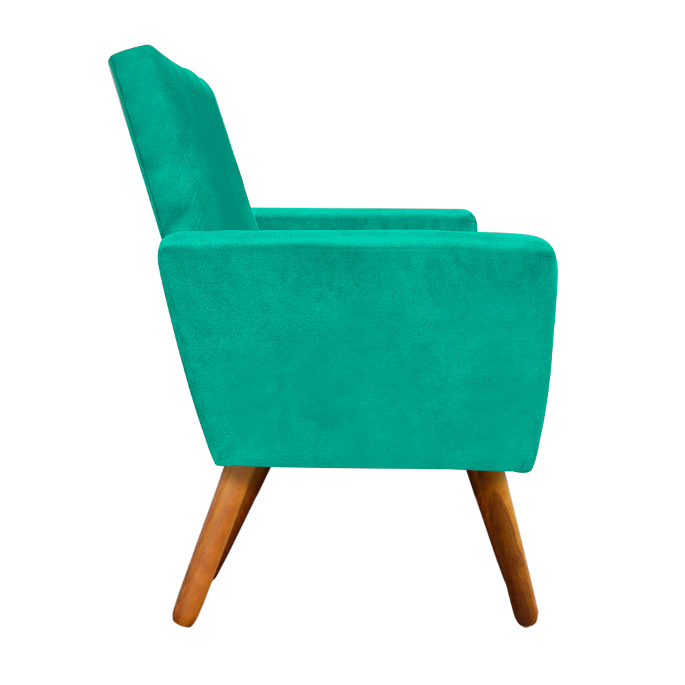 Sofá Retrô Namoradeira Nina 2 Lugares Suede Verde Turquesa - D'Rossi