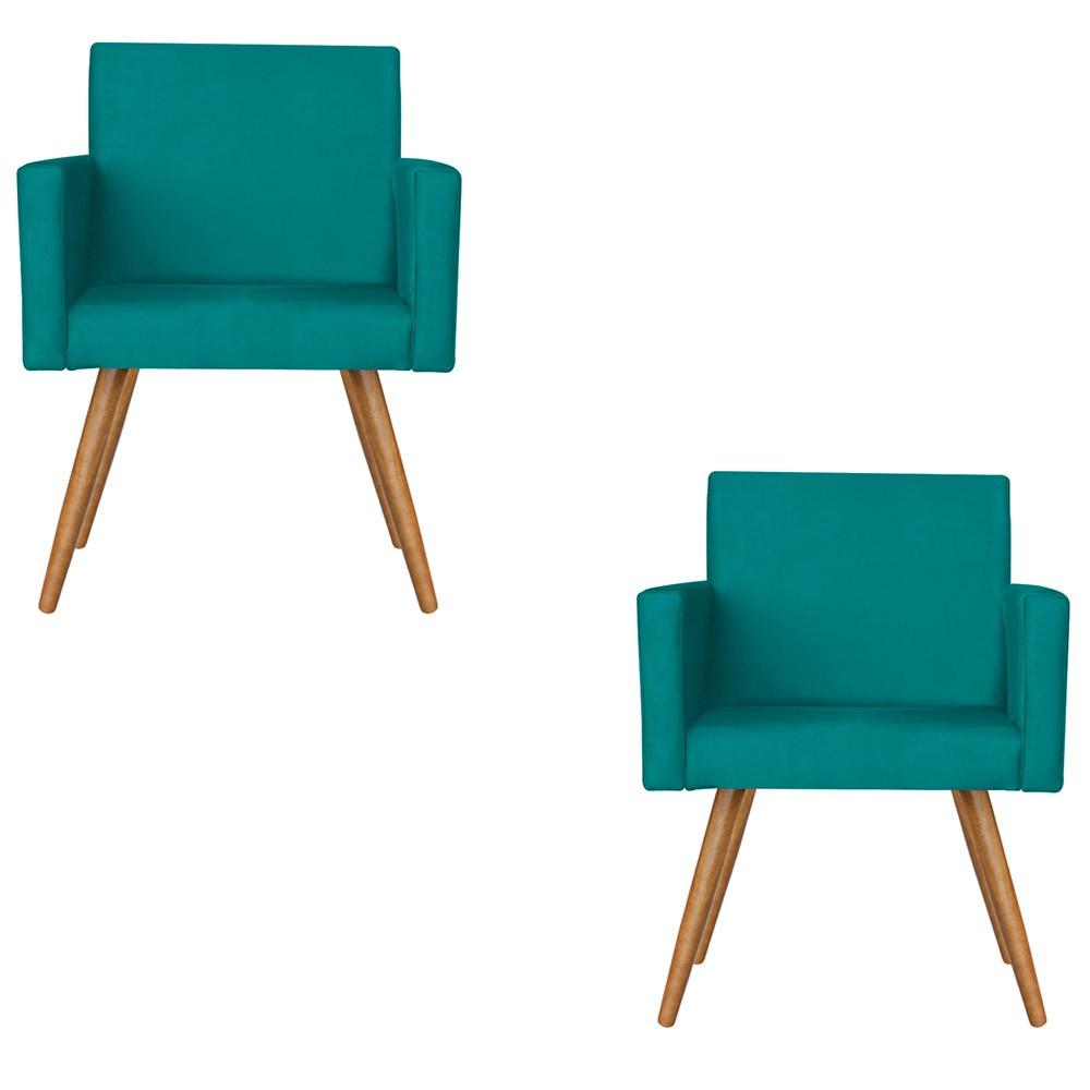 Kit 2 Poltronas Nina Decorativa Suede Azul D'Rost