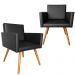 Kit 2 Poltronas Vitória Decorativa Tecido Sintético Preto