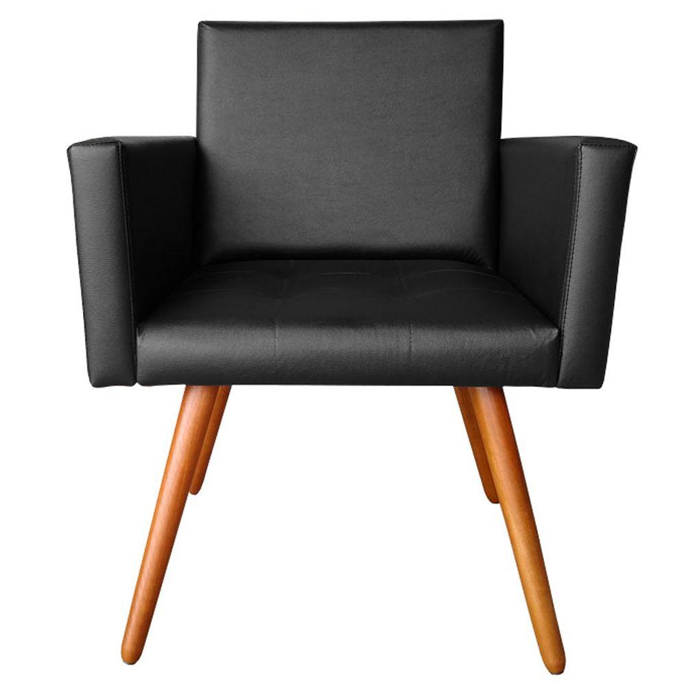 Kit 2 Poltronas Vitória Decorativa Tecido Sintético Preto