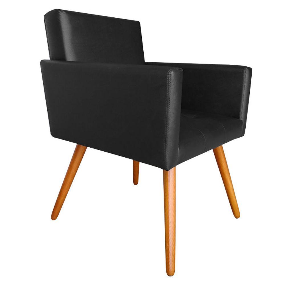 Kit 2 Poltronas Vitória Decorativa Tecido Sintético Preto
