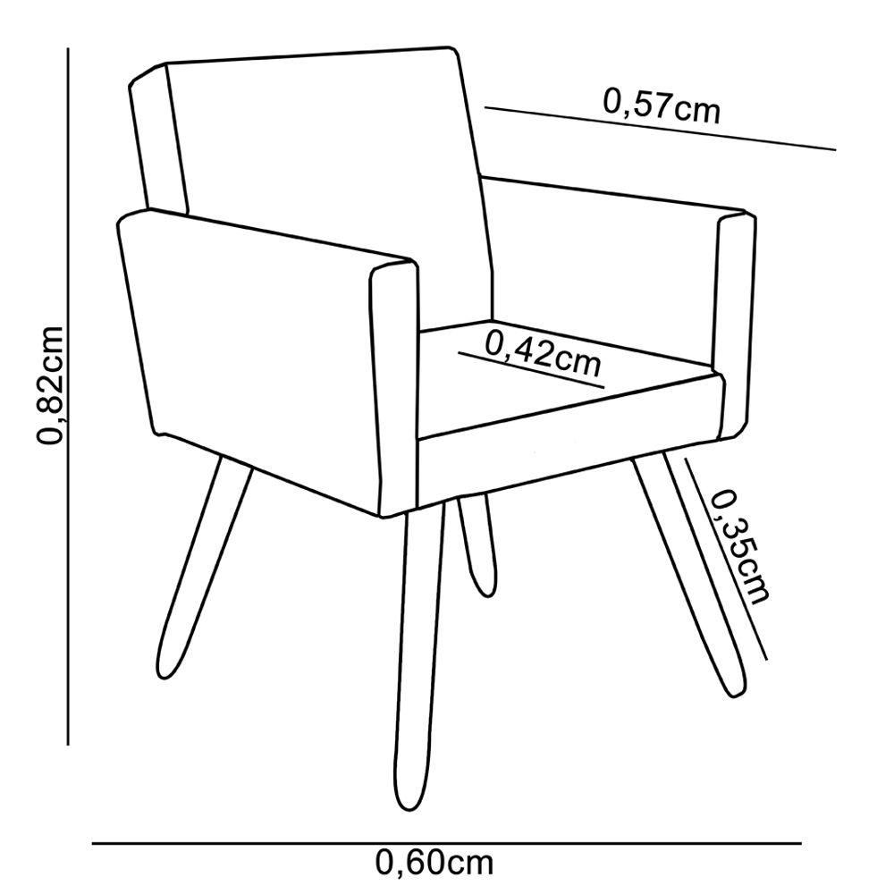 Kit 2 Poltronas Vitória Decorativa Tecido Sintético Preto