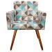 Kit 2 Poltronas Vitória com Puff Bali Decorativo Estampa Triângulo Azul D'Rost