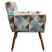Kit 2 Poltronas Vitória com Puff Bali Decorativo Estampa Triângulo Azul D'Rost
