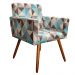 Kit 2 Poltronas Vitória com Puff Bali Decorativo Estampa Triângulo Azul D'Rost