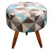Kit 2 Poltronas Vitória com Puff Bali Decorativo Estampa Triângulo Azul D'Rost