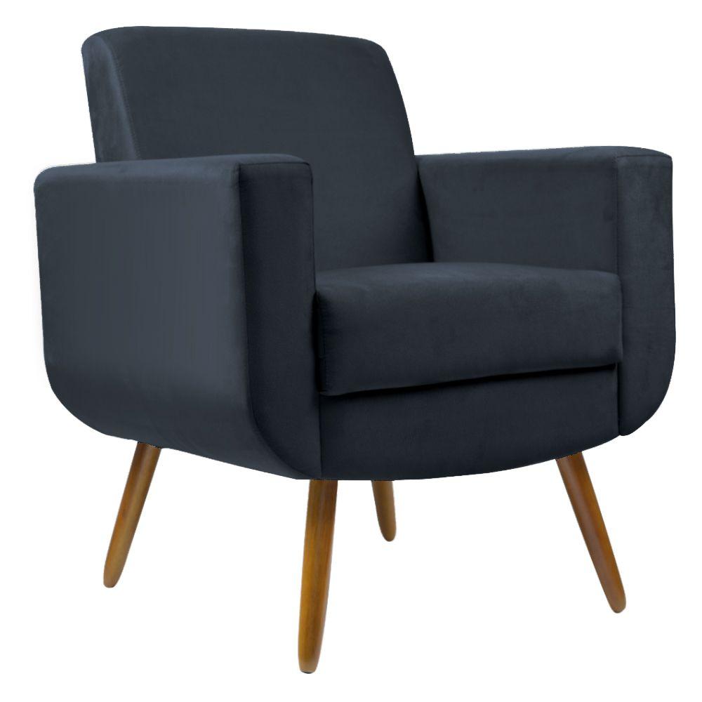 Poltrona Cristal Decorativa Suede Azul Marinho D'Rost