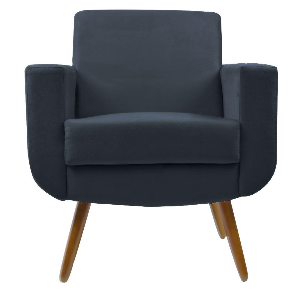 Poltrona Cristal Decorativa Suede Azul Marinho D'Rost