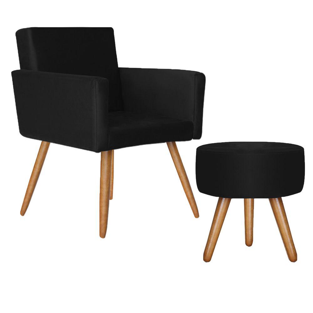Poltrona Lisboa Decorativa Suede Preto - D'Rost