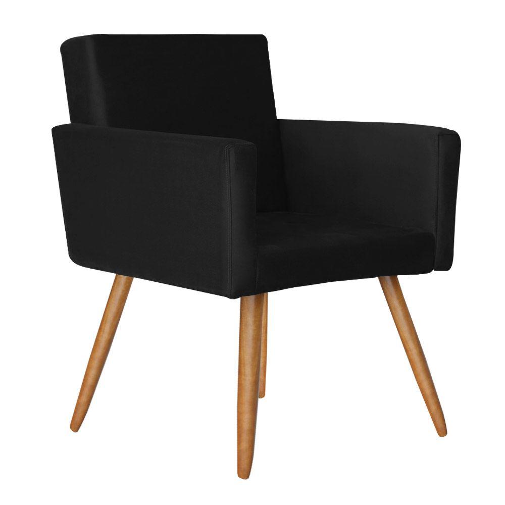 Poltrona Lisboa Decorativa Suede Preto - D'Rost