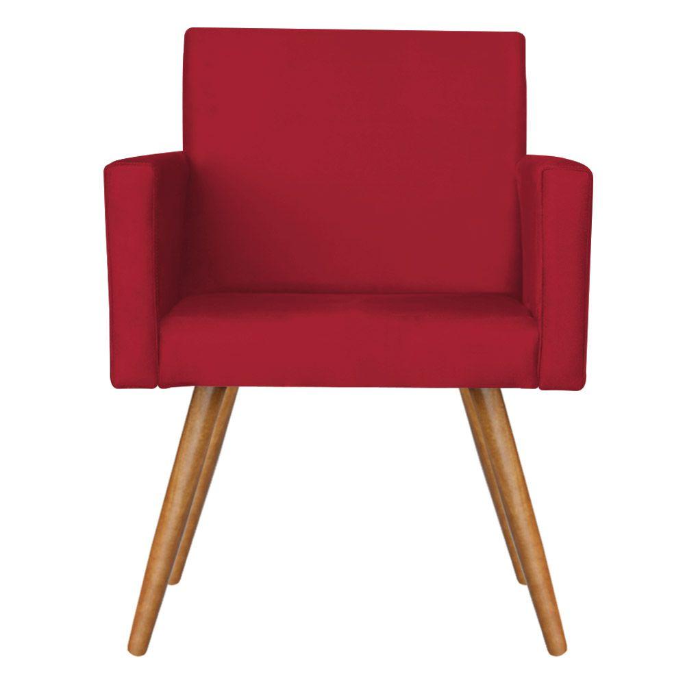 Poltrona Lisboa com Puff Decorativo Bali Suede Vermelho D'Rost