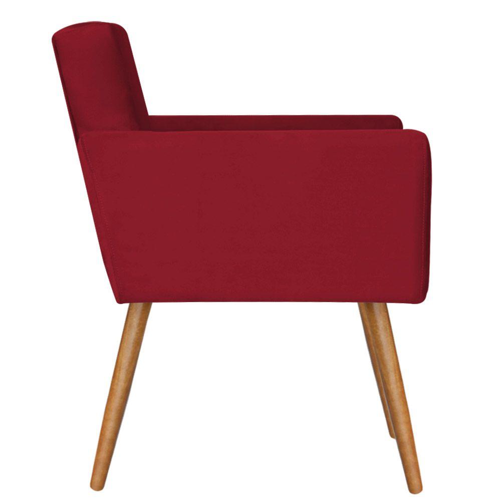 Poltrona Lisboa com Puff Decorativo Bali Suede Vermelho D'Rost