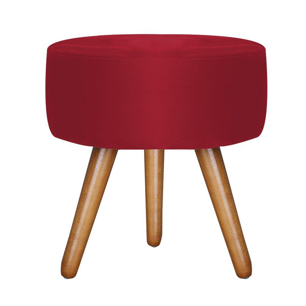 Poltrona Lisboa com Puff Decorativo Bali Suede Vermelho D'Rost
