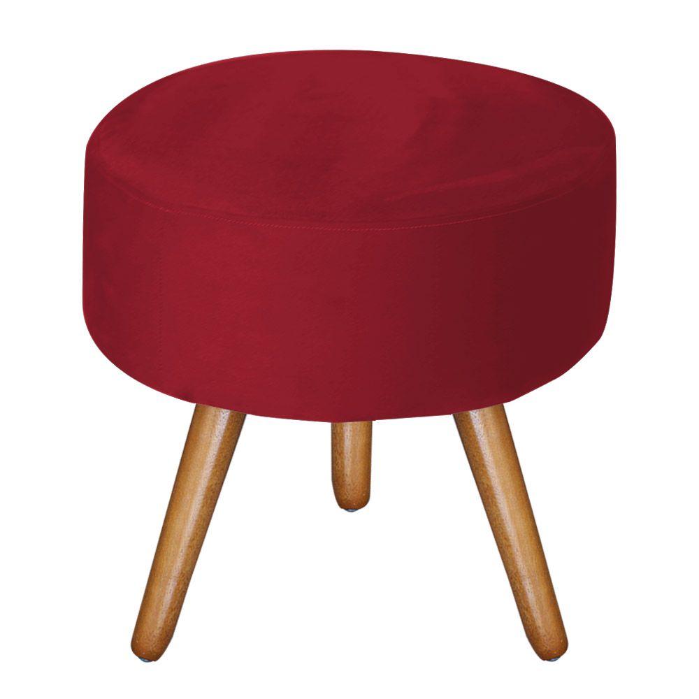 Poltrona Lisboa com Puff Decorativo Bali Suede Vermelho D'Rost