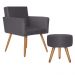 Poltrona Vitória com Puff Bali Decorativo Suede Cinza D'Rost