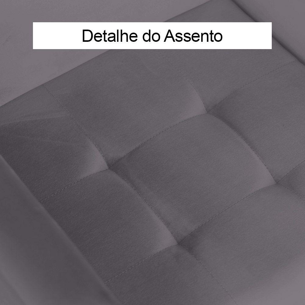 Poltrona Vitória com Puff Bali Decorativo Suede Cinza D'Rost